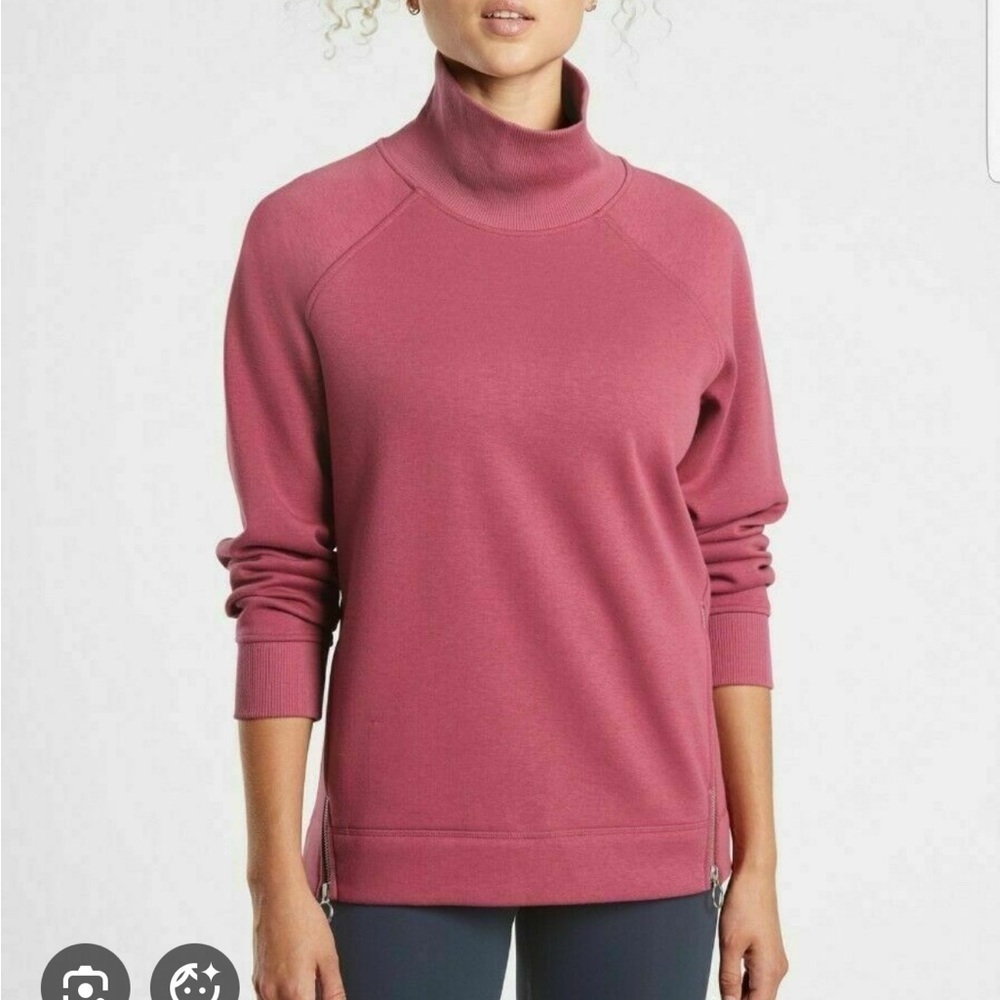 Athleta Victorian Berry Cozy Karma Side Zip Funnel Neck Sweatshirt